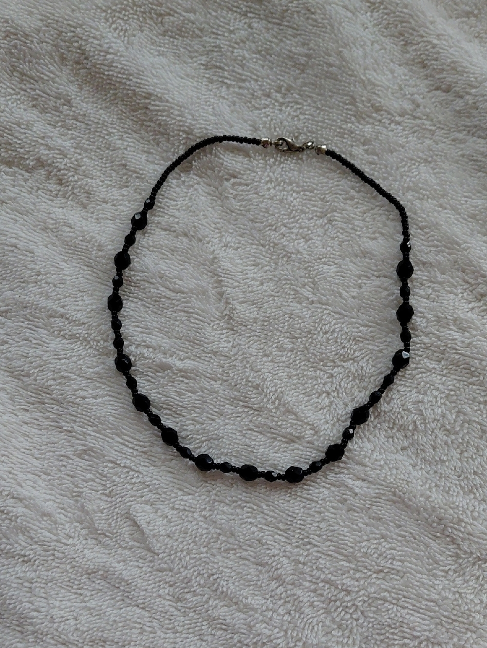 bebe Black Faceted Bead Choker Necklace